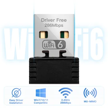 Mini-USB-WIFI-6 Adaptador verkkokortti 2,4 GHz: n Langaton USB-Dongle Wi-Fi Lan 802.11 ax Driver Ilmaiseksi PC/Laptop Windows7/10/11