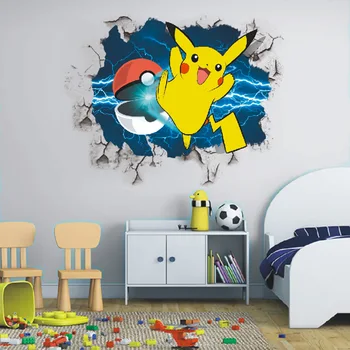 Pokémon Pikachu Seinä Tarroja Söpö Anime 3D Suuri Seinä Tarroja varten Olohuone, Makuuhuone, Lastentarha Huone, Lasten Huoneen Sisustus