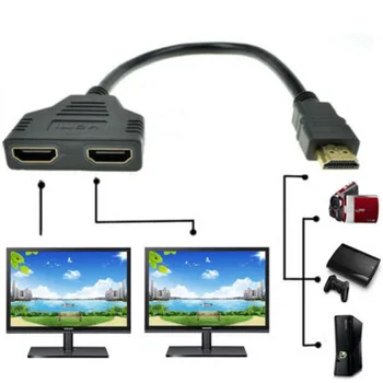 1 Tulo 2 HDMI-Yhteensopiva Splitter-Kaapeli HD 1080P Video Switcher-Sovitin Output-Port Hub-X-box, PS3/4 DVD HDTV-PC-Kannettavan TV