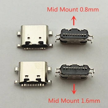 10-100kpl USB-3.1 USB-Liitin Tyyppi C Vaaka-Mid-Mount 16 S Nainen 1,6 mm läpi hallituksen 0,8 mm laturi DIY Tyyppi C