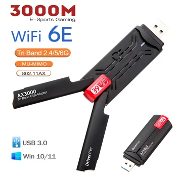 3000Mbps USB-WiFi-6E Adapter Wireless Network Card-2.4 G/5G/6G AX3000 WiFi6-Vastaanotin Pitkän Kantaman Wi-Fi-6-Antennin Ikkuna 10/11