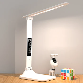 3600mAh LED Ladattava Työpöytä Lamppu Herätyskello Himmennettävä Touch Taitettava USB-Lataus-pöytävalaisin Akku yövalo Lam-Kirja