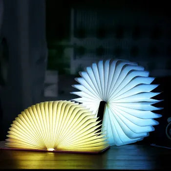 3D-Taitto Luova LED Yön Valo RGB-Väri USB Lataa Puinen Kirja Valo Sisustus Makuuhuone Kirjoituspöytä Taulukko Lamppu Brithday Lahja