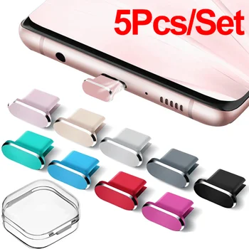 5kpl Metalli Tyyppi-C-Pöly-Pistoke USB-Lataus-Portti Protector Anti-pöly Plug Kansi Samsung Huawei Xiaomi Puhelin Dustplug Caps