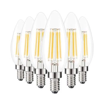 6pc/Paljon LED-Kynttilä-Lamppu E14 Lämmin/Kylmä Valkoinen Edison Retro Hehkulanka Lamppu 2W/4W/6W C35 Kattokruunu Valo AC220-240V 360 Asteen