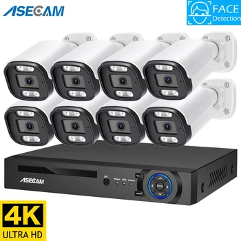 8MP 4K Kamera kasvojentunnistus Järjestelmä, Audio-POE NVR Kit CCTV Väri Night Vision Ulkouima-Home Video Surveillance