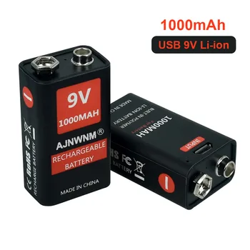 9V 1000mAh li-ion Ladattava akku Micro USB-Akut 6F22 9v litium-Yleismittari, Mikrofoni Lelu metallinpaljastimen KTV käyttää
