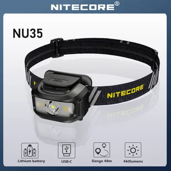 Alkuperäinen NITECORE NU35 LED Ajovalaisin 460Lumens USB-Ladattava Ajovalojen Punainen apu-Korkea CRI Työ Valot Kalastus Pää Soihtu