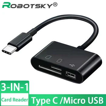 C-tyypin Mikro-USB-OTG-Card Reader-USB-Kaapeli-3 in 1 SD/TF-Kortin Lukija USB-Liitäntä tiedonsiirtoon-muistitikku Levy OTG-Sovittimen