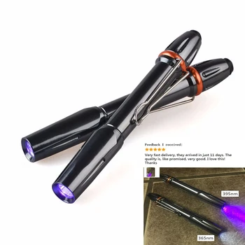 GM Mini-3W LED UV-Penlight 395nm 365nm UV-Pen Light Taskulamppu Uv-Valo Liima Kuivatuksen Rahaa Ilmaisin Pocket Clip