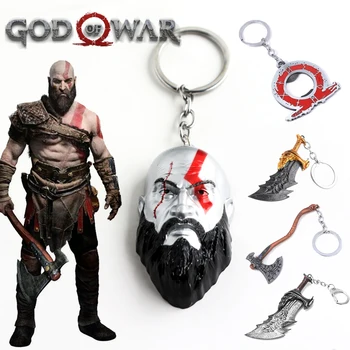 God of War Avaimenperä Kratos 3D-Head Avaimenperä Kirves, Kilpi, Miekka Blades of Chaos Guardian Ase, Riipus Avaimenperä
