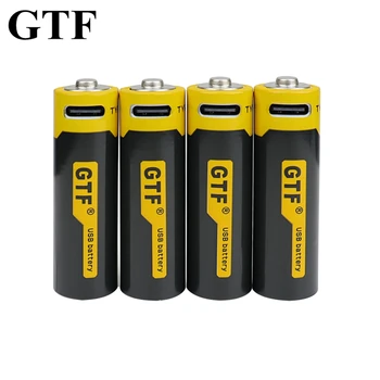 GTF-1.5 V 1700mAh AA Li-ion Akku 2550mwh todellinen kapasiteetti USB-Ladattava Litium-Ioni-Akku käyttää C-Tyypin kaapeli