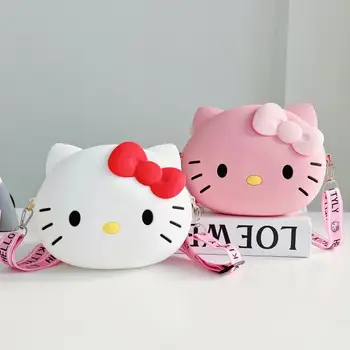 Hello Kitty-Laukku Kawaii Sarjakuva olkalaukku, Silikoni Vedenpitävä Mini Söpö Hello Kitty Crossbody Laukku Kolikon Kukkaro Lasten Laukku