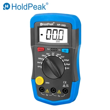 HoldPeak HP-36D Handheld capacimetro Digitaalinen Kapasitanssi Mittari testaaja 1999 laskee Kondensaattori sähköisiä vianmääritys-työkalu Taustavalo