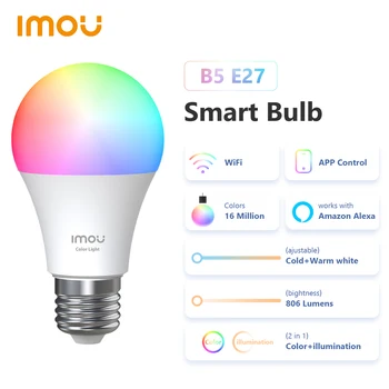 Imou B5 Smart Lamppu Ohjaus Lamppu E27 Himmennettävä Valo Led-Lamppu Bombilla Värikäs Muuttaminen 220-240V 9W Toiminto väri
