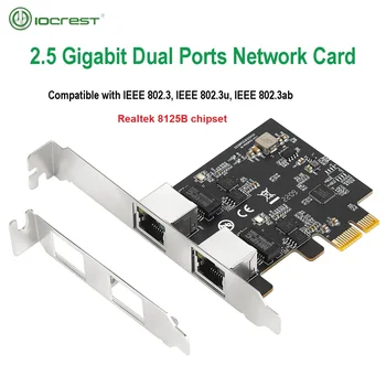 IOCREST 2.5 GBase-T Gigabit Network Adapter-2-porttinen 2500Mbps PCIe 2.5 gb Ethernet-Kortin RJ45 LAN-Ohjaimen Kortti