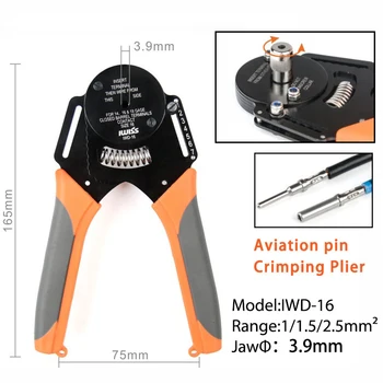 IWD-16 Crimper ilmailun pin-piller Käsi Työkalu Deutsch-liitin Deutsch DT,DTM,DTP-terminaali w2 Pihdit AWG 18/16/14