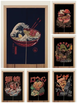 Japanilainen Ukiyo Kanagawa Aalto Oven Noren Verho Ramen Sushi Banneri Roikkuu Lippu Wc-Osio Keittiön Puoli Verho Huoneen Sisustus