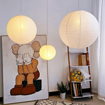 Japanin Moderni Noguchi Yong Riipus Valo LED Akari Riisi Paperi Roikkuu Lamppu E27 Wabi-sabi Katto Kattokruunu Kotiin Ravintola