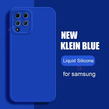 Kameran Suojaus Square Neste Silikoni Tapauksessa Samsung Galaxy A12 A22 4G 5G A22S 2020 M33 M53 Klein Blue Matta Kansi 12 22