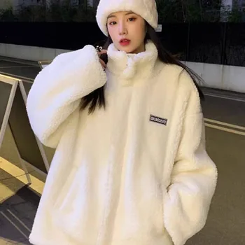 Kevät ja Syksy Ohut Löysä lampaanvillaa Sweatershirt Ylimitoitettu Naisten Korean Teddy Fleece Naisten Takit Muoti Syy-Takit