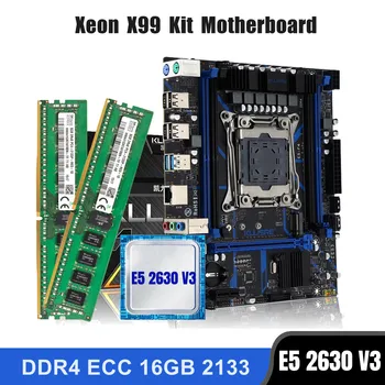 Kllisre X99 emolevy combo kit asettaa LGA 2011-3 Xeon E5-2630 V3-SUORITIN 16GB DDR4 (2KPL 8G) 2133MHz ECC-Muistia