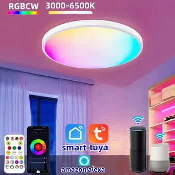 LED Katto Lamppu RGBCW Himmennettävä Smart APP TUYA WIFI Remote Control Voice Control Makuuhuoneen Sisustus Valo Sisäuima-Party Lamppu Romanttinen