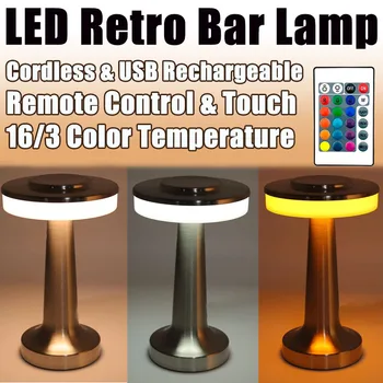LED Retro Bar Lamppu Langattomat Taulukko Lampun USB-Ladattava Työpöytä Lamppu Kauko-Touch Himmennys yölamppu yövalo Cafe Hotel