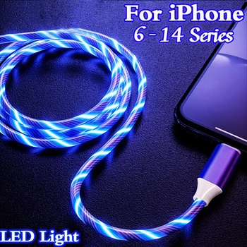 LED-Valo Hehkuva-Latausta datakaapeli iPhone 14 13 11 12 11 Pro Max XS XR Apple Puhelimet 2.4 A USB-Lataus Johto Johto Tarvikkeet