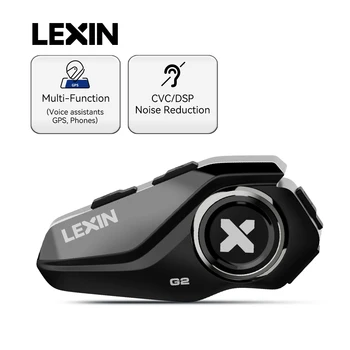Lexin-G2 Moottoripyörä Intercom Bluetooth-Kypärä Hf-laitteen Jopa Pari 6 Ratsastajaa&Iso Painike Design Vaihdettavissa Kuvio Kuori 120 KM/H