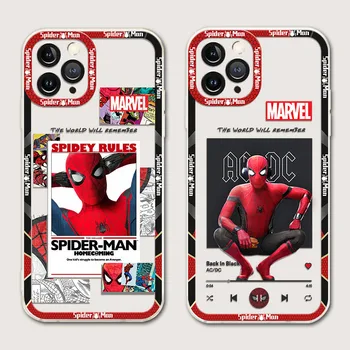 Luksus-Spider-Man Tapauksessa iPhone 14 13 12 11 Pro Max Mini XR XS X 8 7 6 6S Plus-SE-2020 Iskunkestävä Selvää, Pehmeä Silikoni Kansi