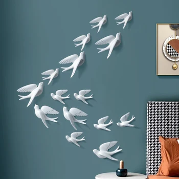 Luova 3D-lintu seinä sisustus hartsi niellä patsas kotiin koristelu seinä tarroja olohuone, TV seinään käsityöt riipus
