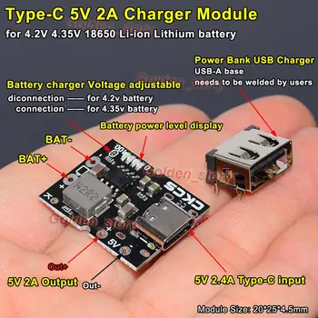 Mini-5V 2 A C-Tyypin USB-3.7 V 18650 Litium Li-ion-Akun Latauksen PCB Board Mikro 4.2 V 4.35 V Laturi Moduuli DIY Power Bank