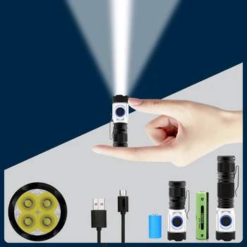 Mini High Power Led-Taskulamppu 18650 tai 18350 Akku USB-Ladattava Taskulamppu Taskulampun Valossa Vedenpitävä Camping Lantern Lamppu