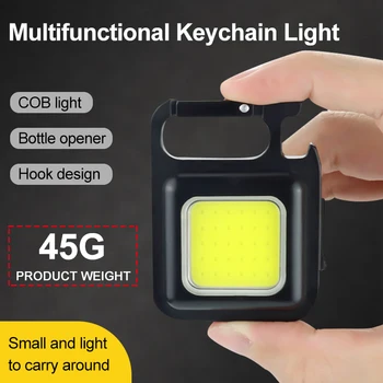 Mini LED-työvalo Monitoiminen Glare COB Avaimenperä Valo Ladattava Kannettava Taskulamppu Ulkouima-Camping Korkkiruuvi