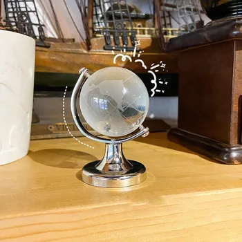 Mini Round Earth Globe Työpöydän Koriste-Mini Kartta Crystal Kodin Koriste Pyörivä Selkeä Pallot Seisova Pöytä Koriste Käsityöt