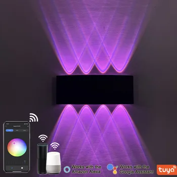 Moderni Alumiini RGB-APP-ohjaus wall valot IP65 Vesitiivis Seinä Lamppu Kylpyhuone Sängyn Sisustus lämmin valo LED Puutarha Valaistus