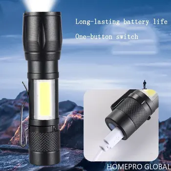 Monitoiminen LED pieni taskulamppu puolella valot zoom voimakas valo pieni taskulamppu vedenpitävä kotitalouksien taskulamppu