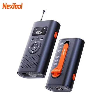 Nextool 6-in-1 AM-FM-Radio, Taskulamppu Manuaalinen sähköntuotanto Emergency Alert-Laser Valo 4500mAh Power Pankin Ulkokäyttöön