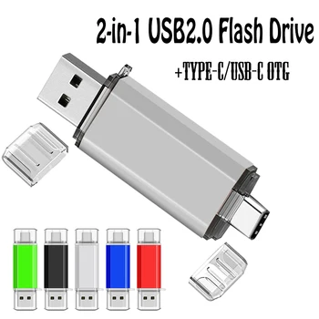 OTG-Muistitikku 2-in-1 USB2.0 Flash Drive 128gb 64gb USB-Muisti Metalli Tikku 32gb Micro-USB-Musta Kynä Luova Mobiili Tietokoneet