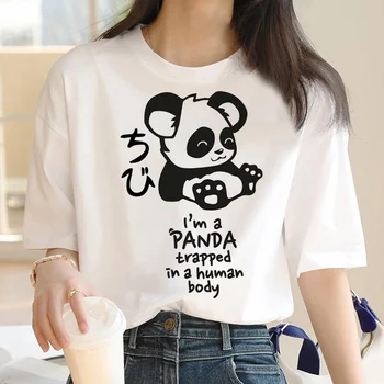 Panda Tulosta toppi naisten kesän alkuun tyttö hauska streetwear-vaatteet harajuku