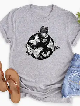 Perhonen Söpö 90-luvun Makea Graafinen T-paita, Lyhyt Hiha Kesällä Lady Muoti, Naisten Vaatteet Tulosta Naisten T-Paita