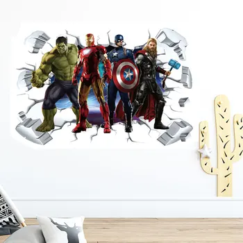 Poikien Huone Avengers 3D Seinä Tarra itseliimautuva Irrotettava Marvel Seinämaalaus Lasten Huone Päiväkoti Koriste Seinä Tarroja Lapset Lahja