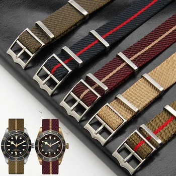 Premium-Luokan Sotilaallinen Raidallinen Nylon Hihna Watchbands varten Tudor Katsella Band 20mm 22mm Liikkuva Rengas Sotilaallinen Rannekoru