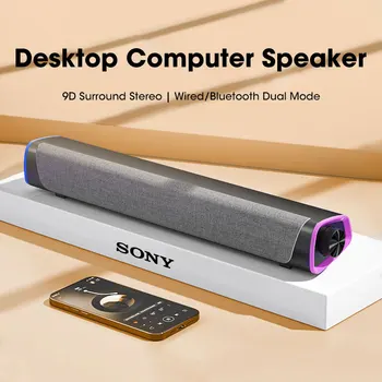 Pöytätietokoneen Speaker Bar 9D Stereo Sound Subwoofer Bluetooth-Kaiutin Macbook Kannettavan tietokoneen Kannettavan PC-LED Kiinteä Kaiutin