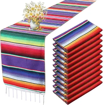 Rainbow Table Runner Raita Taulukko Juoksijat Tupsu Meksikon Pöytäliina Häät Osapuolen Puuvilla Pöytäliina Lippu 35x213cm