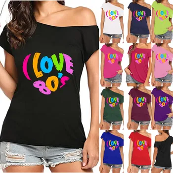 Rakastan 80-luvun Vaatteet Naisten T-paita Ja Puolueen Hauska T-paita Epäsäännöllinen Naisten T-Paita, Topit Suunnittelija Estetiikka Muoti Seksikäs Tees