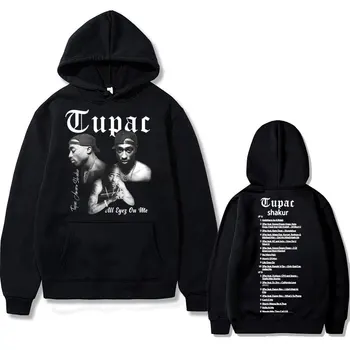 Räppäri Tupac 2pac Hip Hop-Huppari Miesten Muoti Hupparit Miesten, Naisten Ylimitoitettu Villapaita Miesten Musta Streetwear-Mies Vintage Pusero