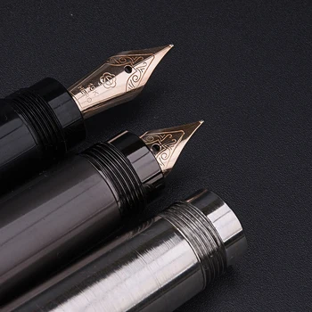 Sankari Luxury Täysi metallirunko Fountain Pen 10K Kultaa Nib Muste Kirjallisesti Piilotettu pyörivä ink absorber Liiketoiminnan toimisto paperi-kynä H718