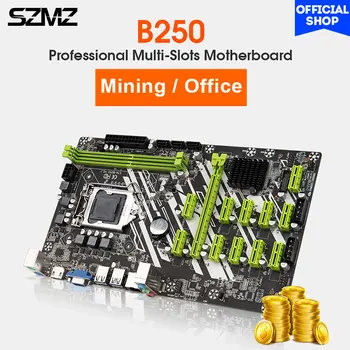 SZMZ B250 Kaivos-Emolevy LGA 1151-tuki 12 GPU PCIE 16X DDR4 SATA3.0 Miner Crypto Kryptovaluutta pohjalevy